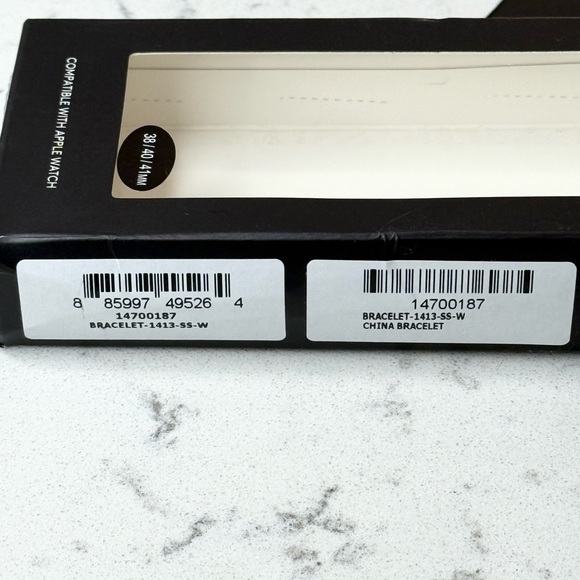 COACH Women's Silver-Tone Black Leather Chain Link Bracelet for Apple Watch - Picture 6 of 7